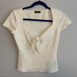 SHEIN Cropped Tie White Shirt